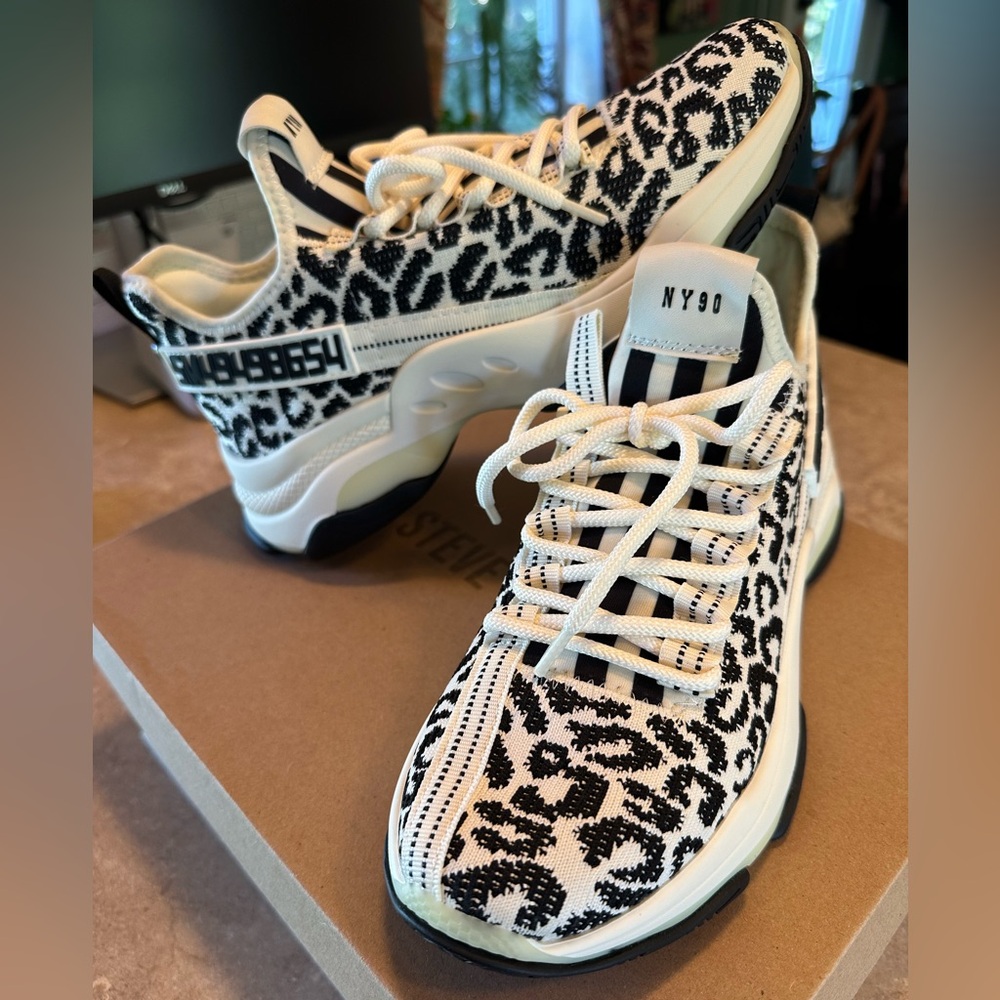 Steve Madden Black and White Leopard Sneakers
